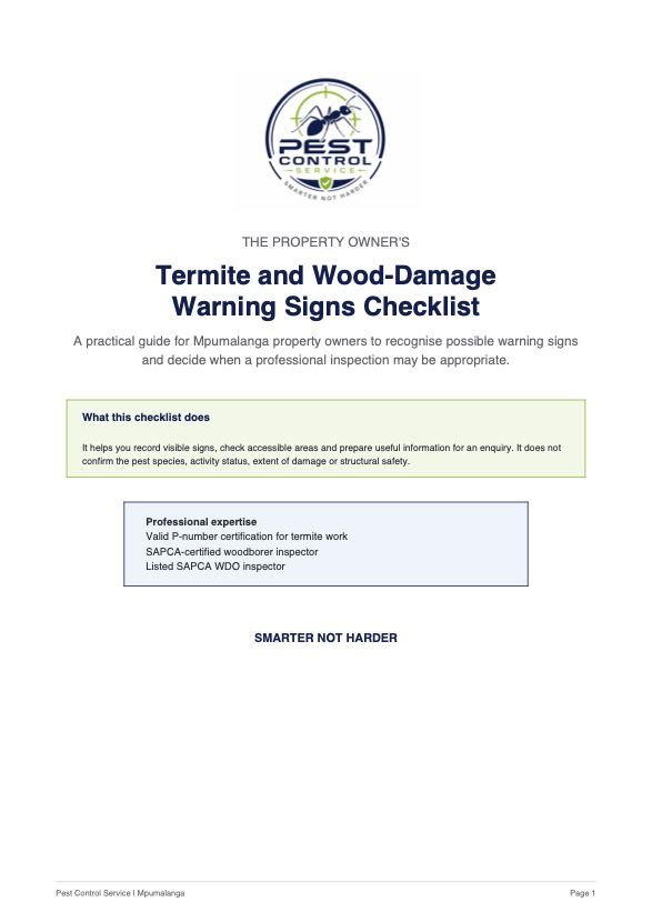 Property Owner’s Termite and Wood-Damage Warning Signs Checklist