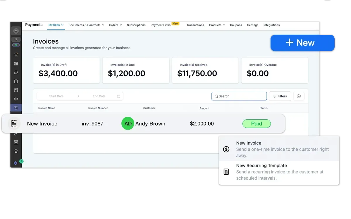 Layered Screenshot Saas360 invoices