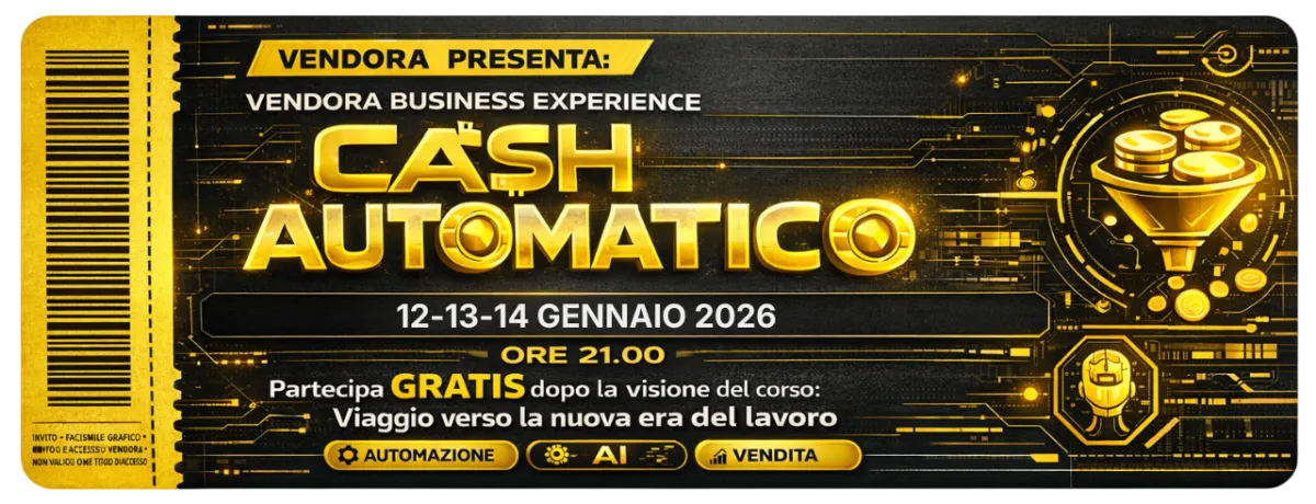 Vendora Business Experience - Cash Automatico - EVENTO LIVE