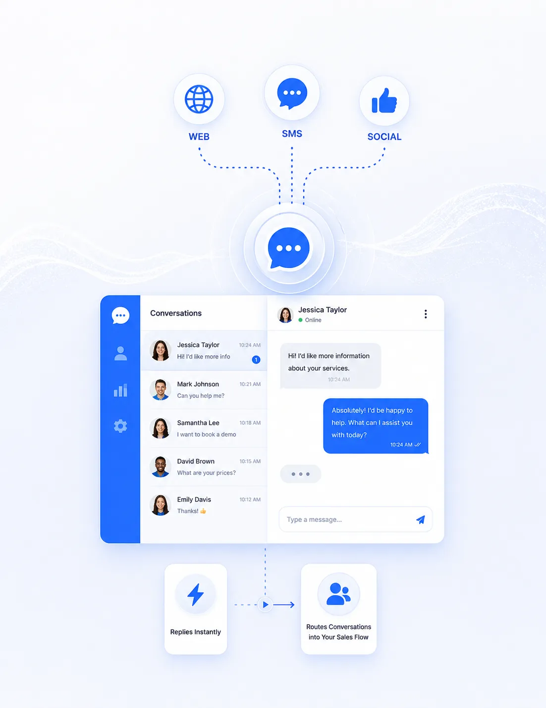 VeloChat Dashboard UI Mockup