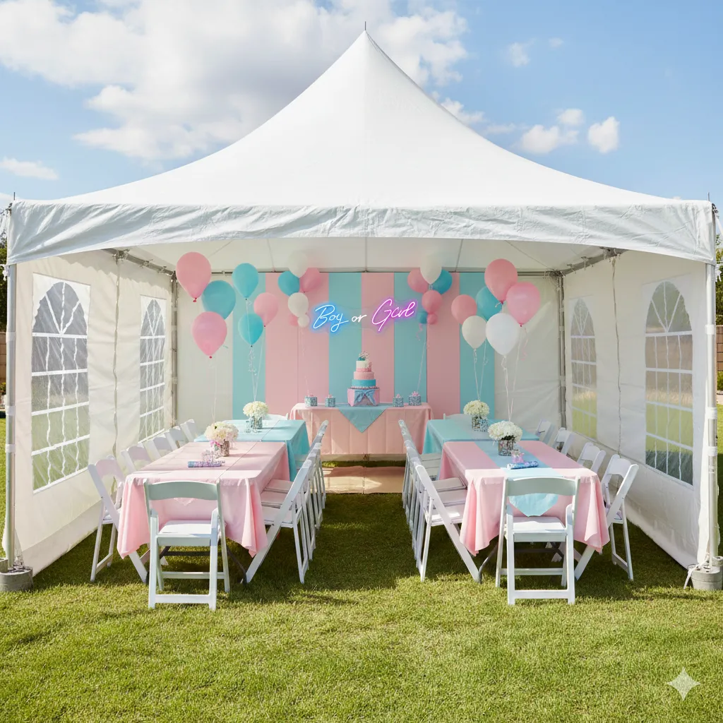 A round banquet table with a crisp white finish, elegantly set for six guests, placed in a sunlit event space with minimalistic decor.