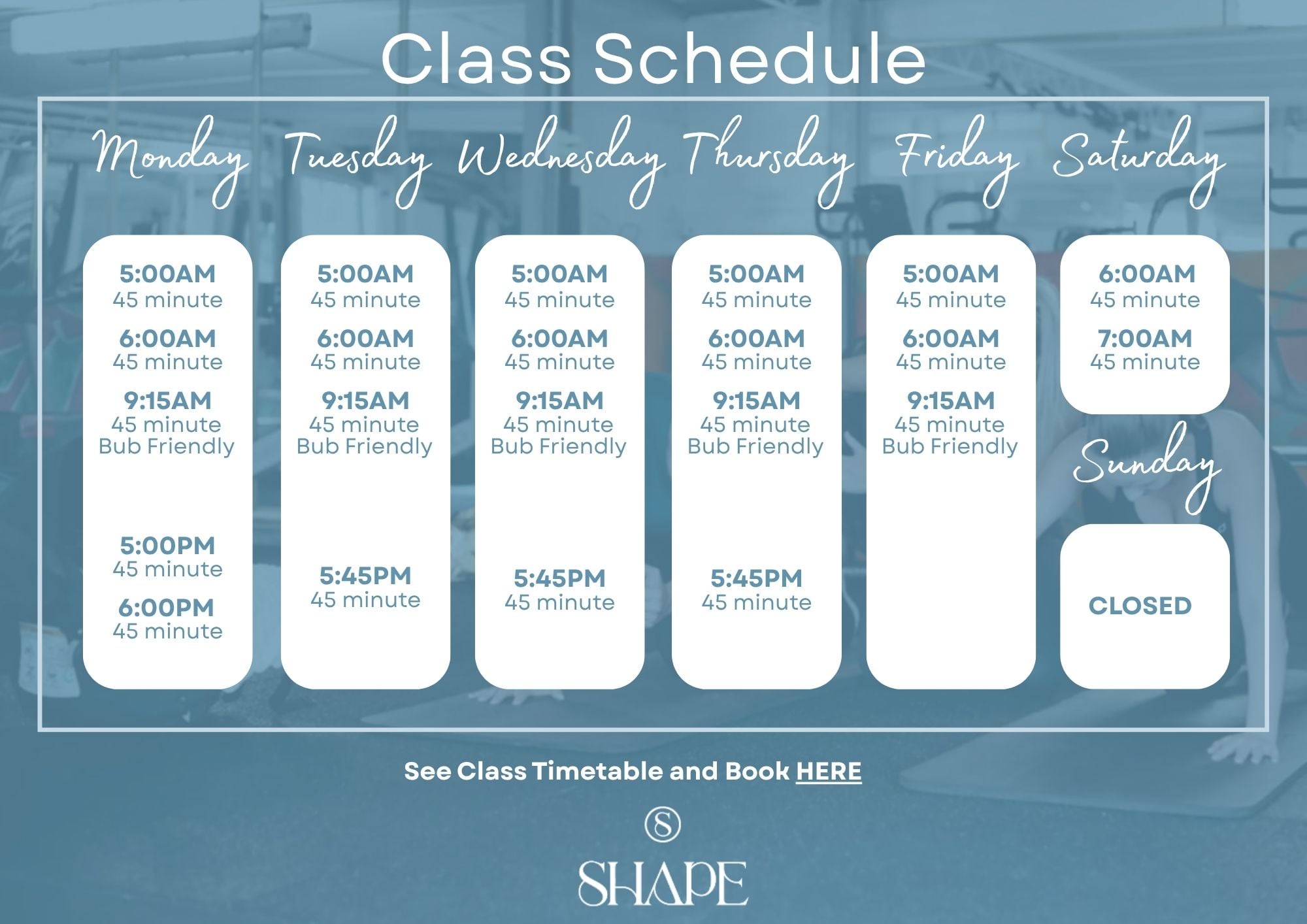 Shape Fitness class schedule