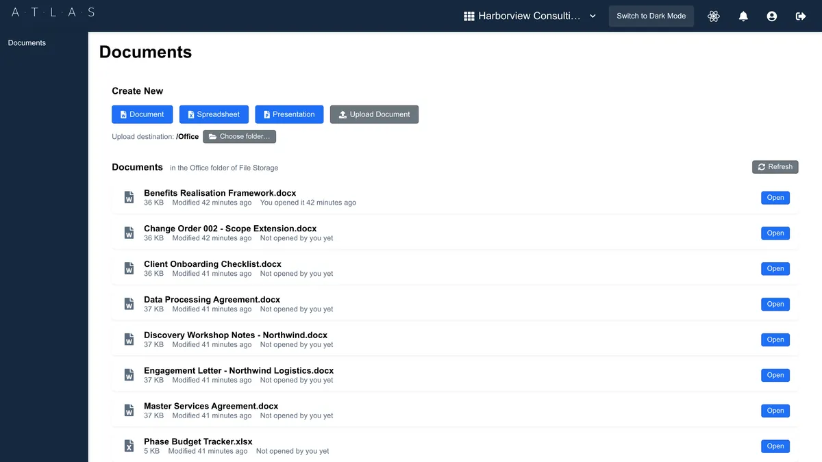 Atlas Office documents view