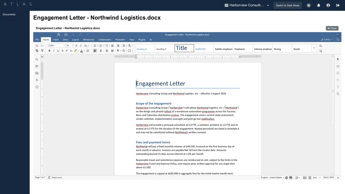Atlas Office editor