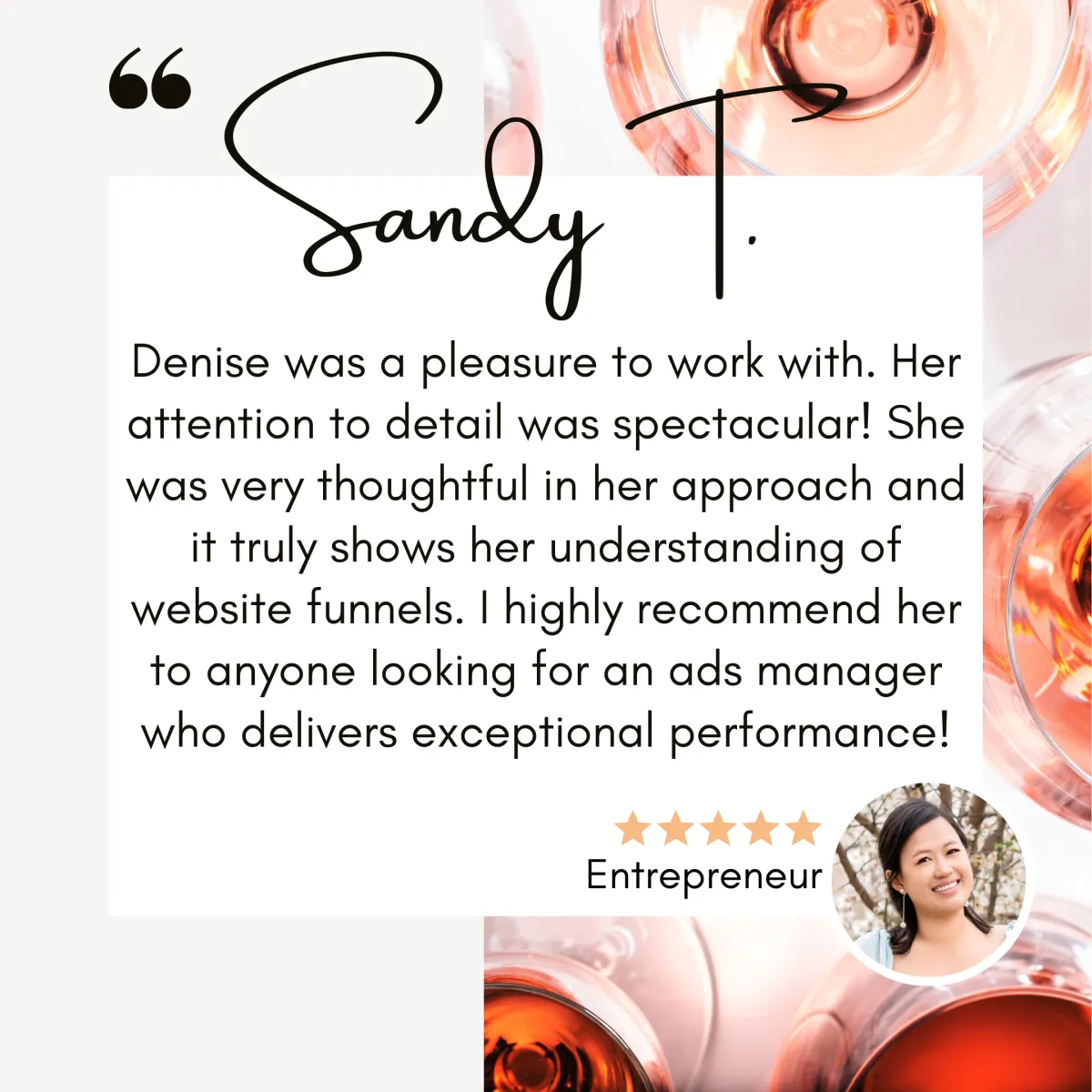 Testimonial Review Sandy Entrepreneur