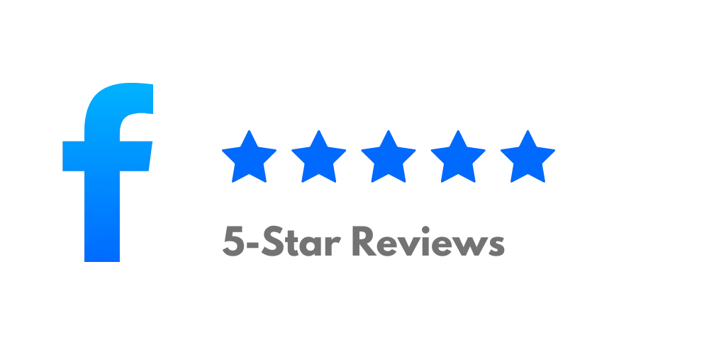 facebook badge with 5-star reviews