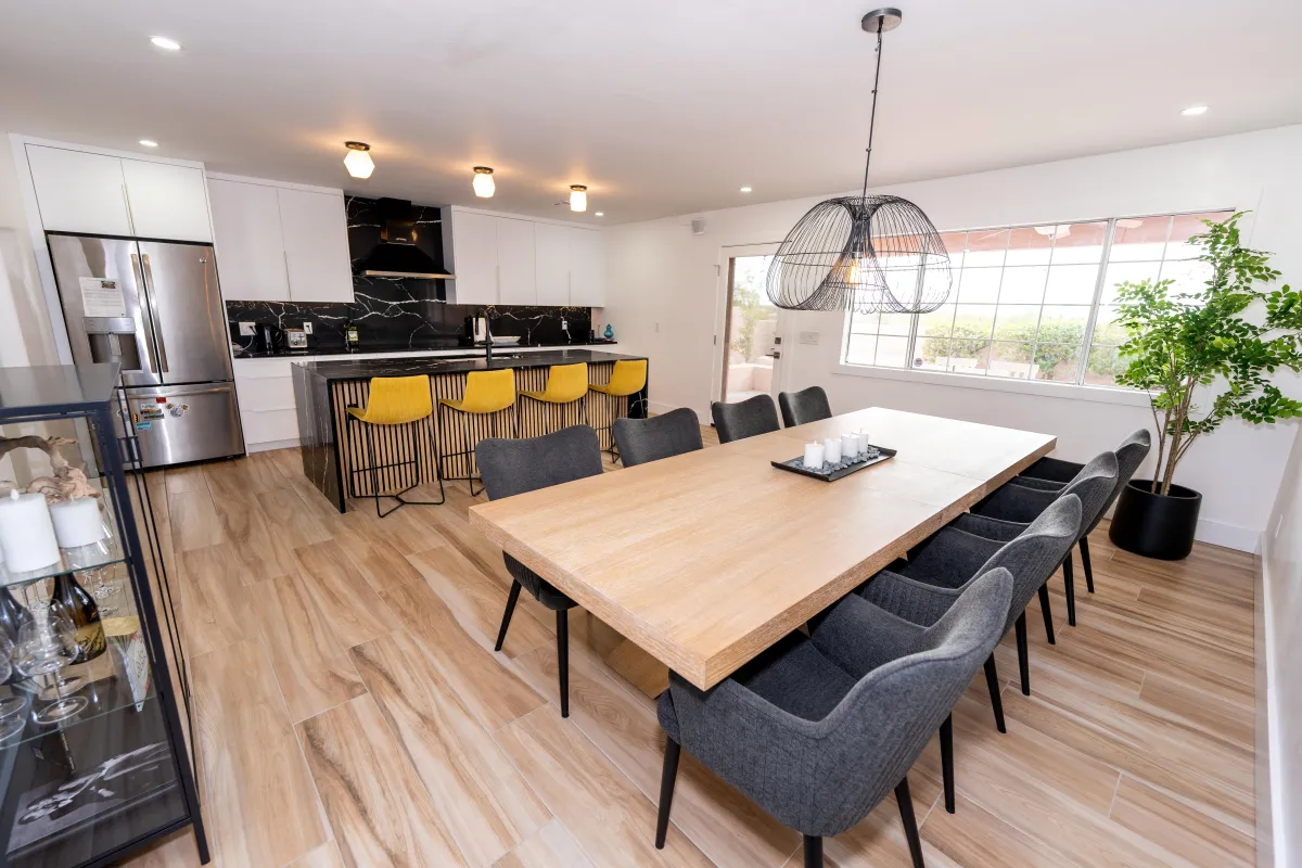 Kitchen island installation during Tucson remodel project