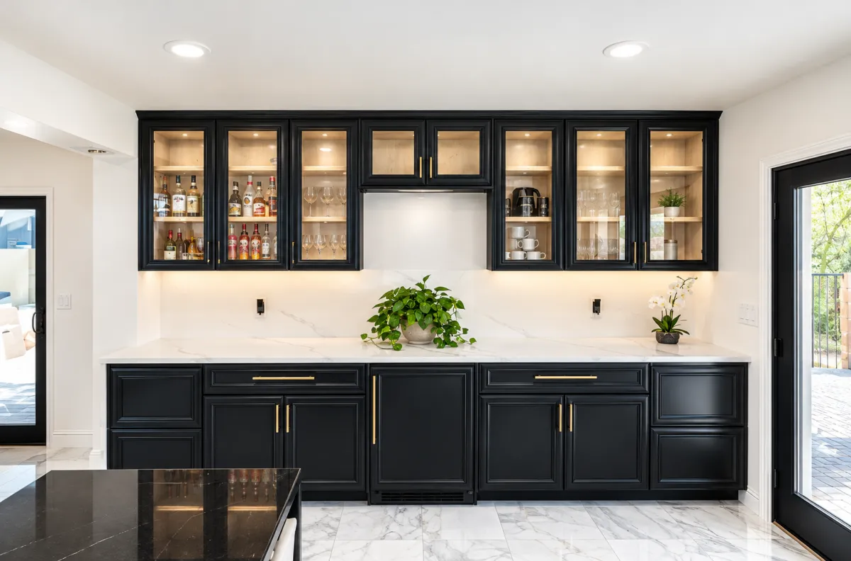 alt="Custom kitchen remodel in Tucson AZ with quartz countertops and modern cabinetry"