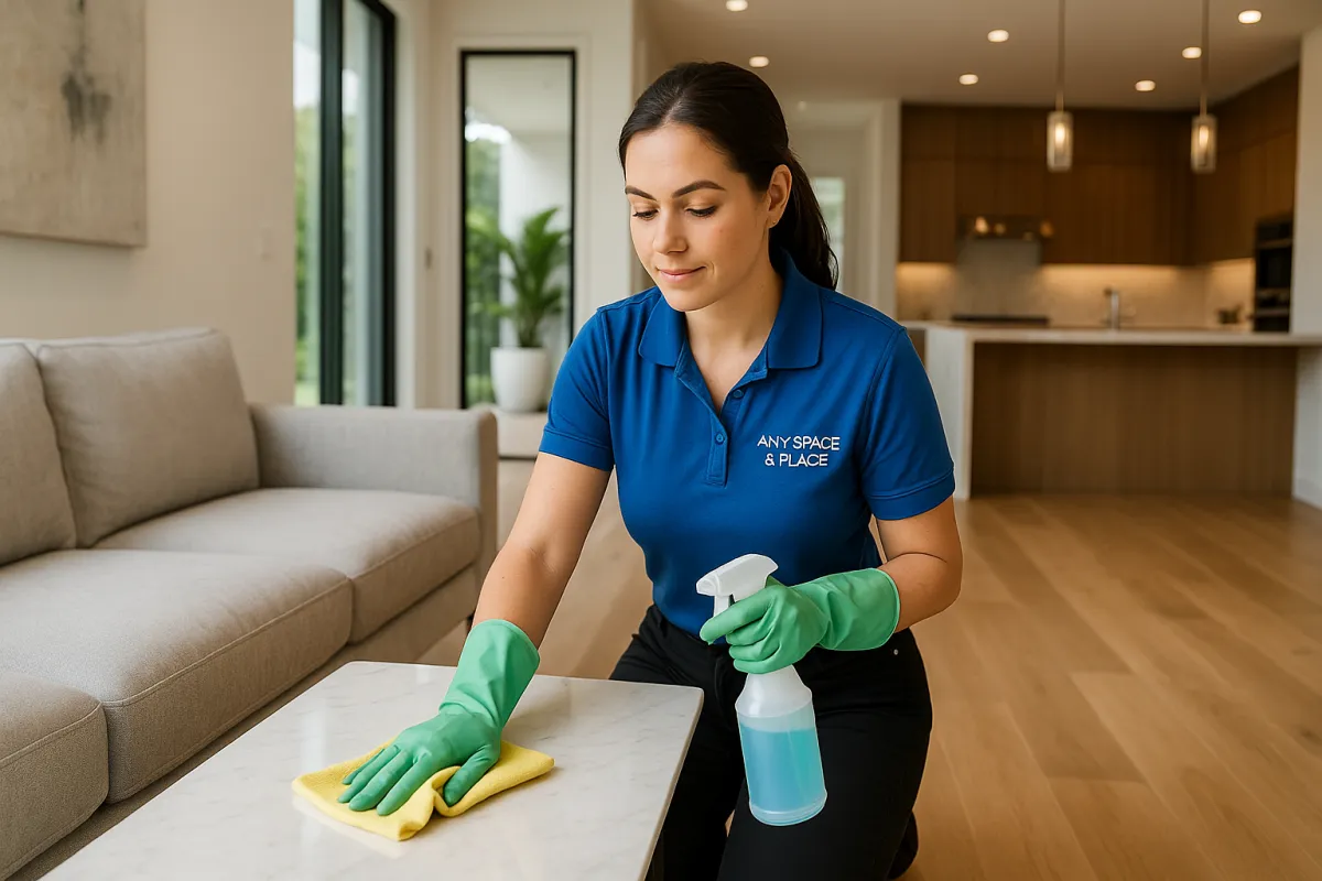 Cleaning company at work