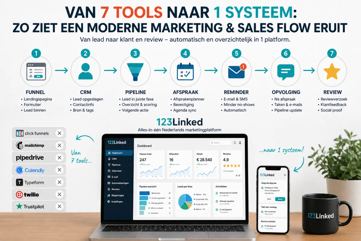 Van 7 tools naar 1 systeem: zo ziet een moderne marketing & sales flow eruit