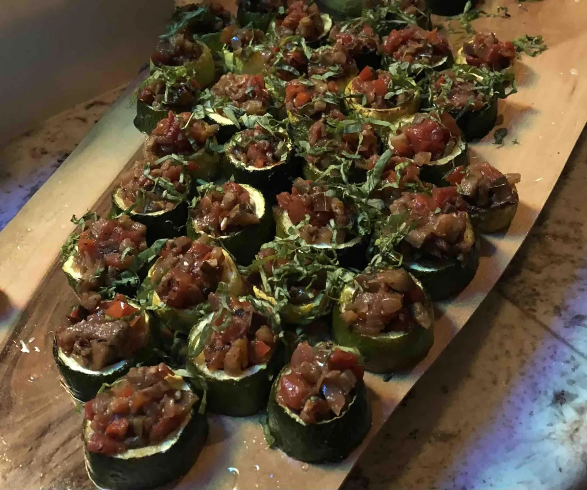 Zuchini Boats with Ratatouille and Basil