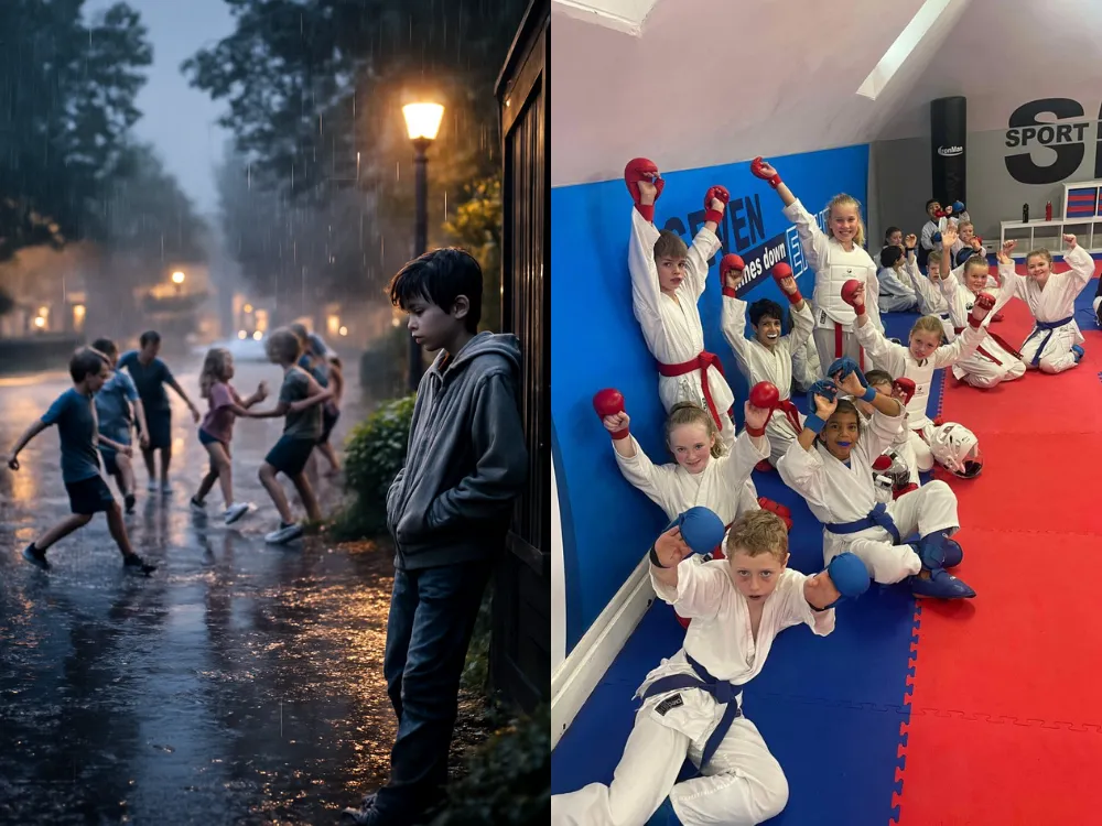 happy children at sport karate east