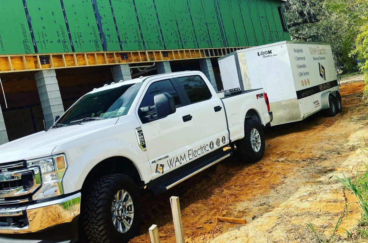 WAM Electric service truck and generator service trailer in Louisiana