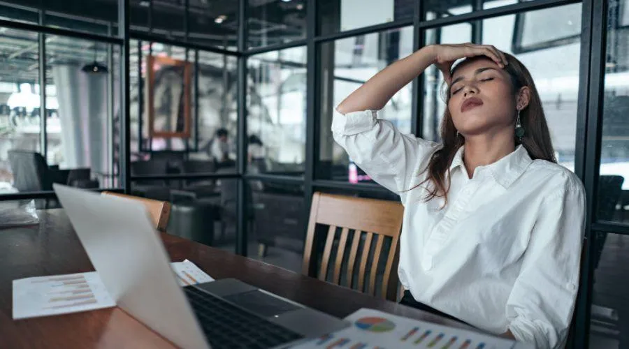 Woman frustrated with workplace learning