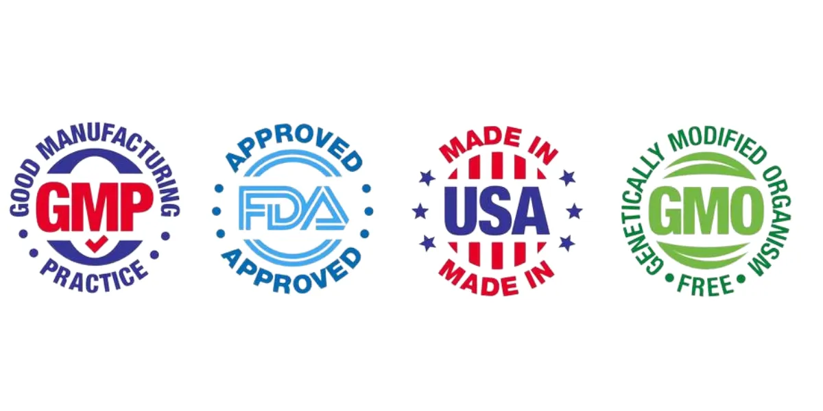Good manufacturing practices, FDA approved, made in the USA, GMO free