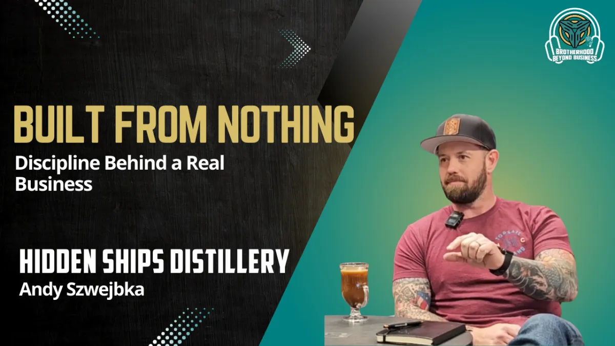 Joe Rouse and Andy Szwejbka discussing discipline and building a distillery business on the Brotherhood Beyond Business Podcast
