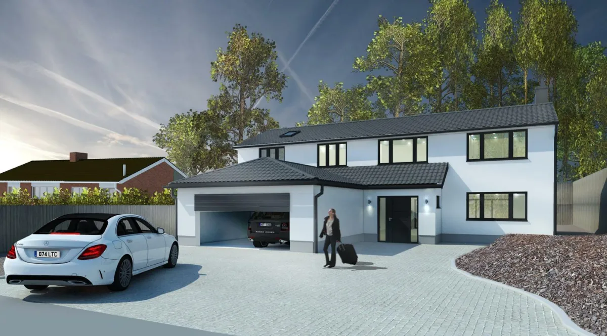 3D CGI render of a modern 5-bedroom new build home in Woking