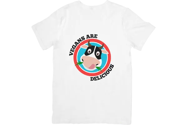 shirt with vegans are delicious logo