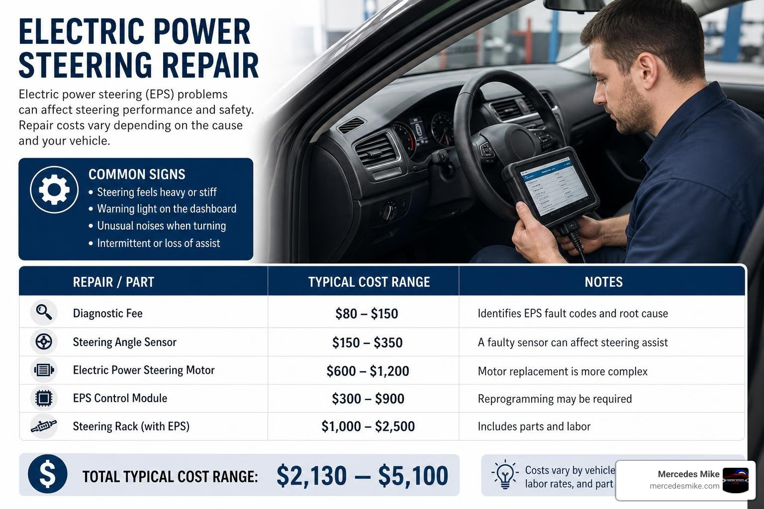 cost to fix electric power steering