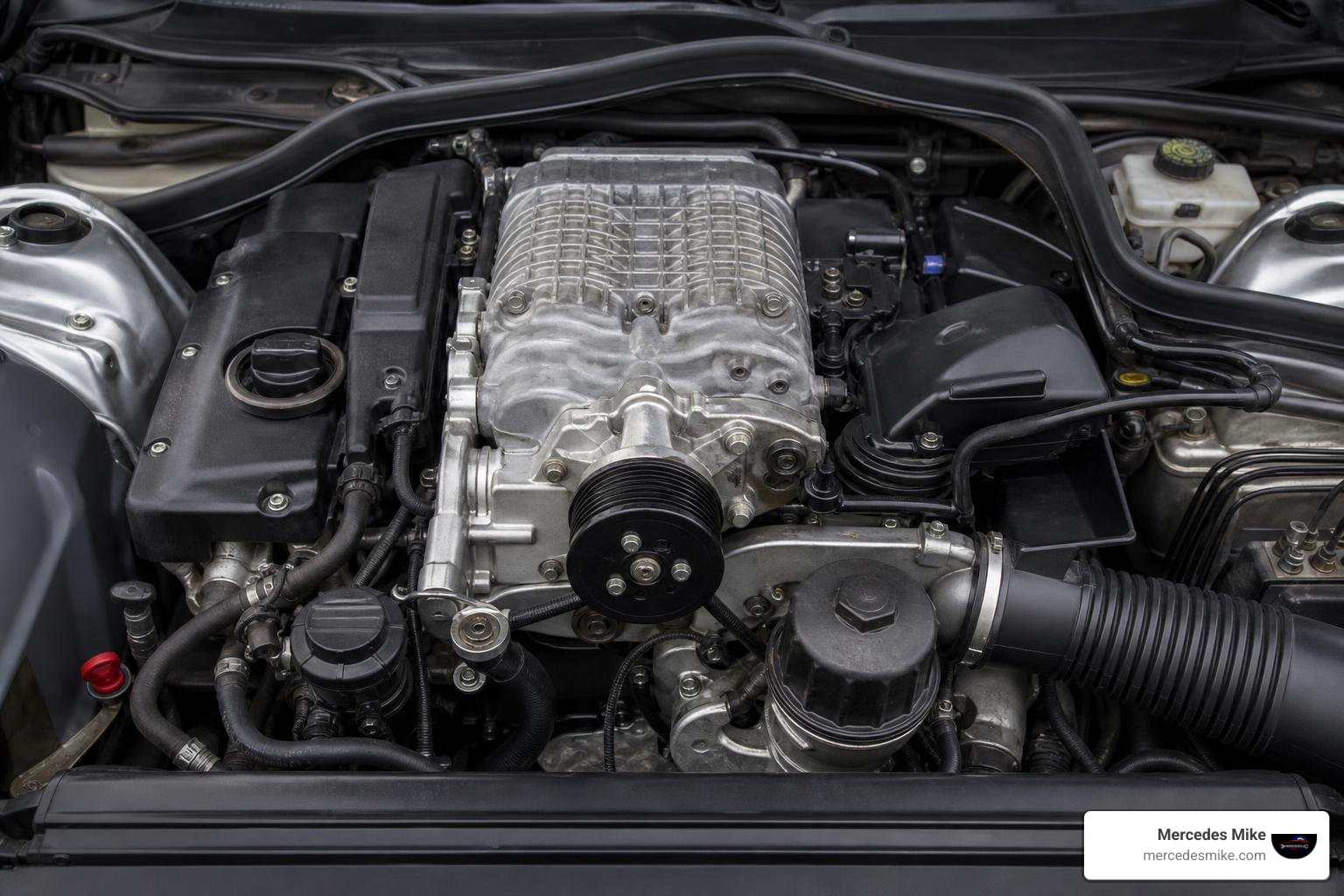 Mercedes C180 Kompressor engine bay M271 supercharger tuning
