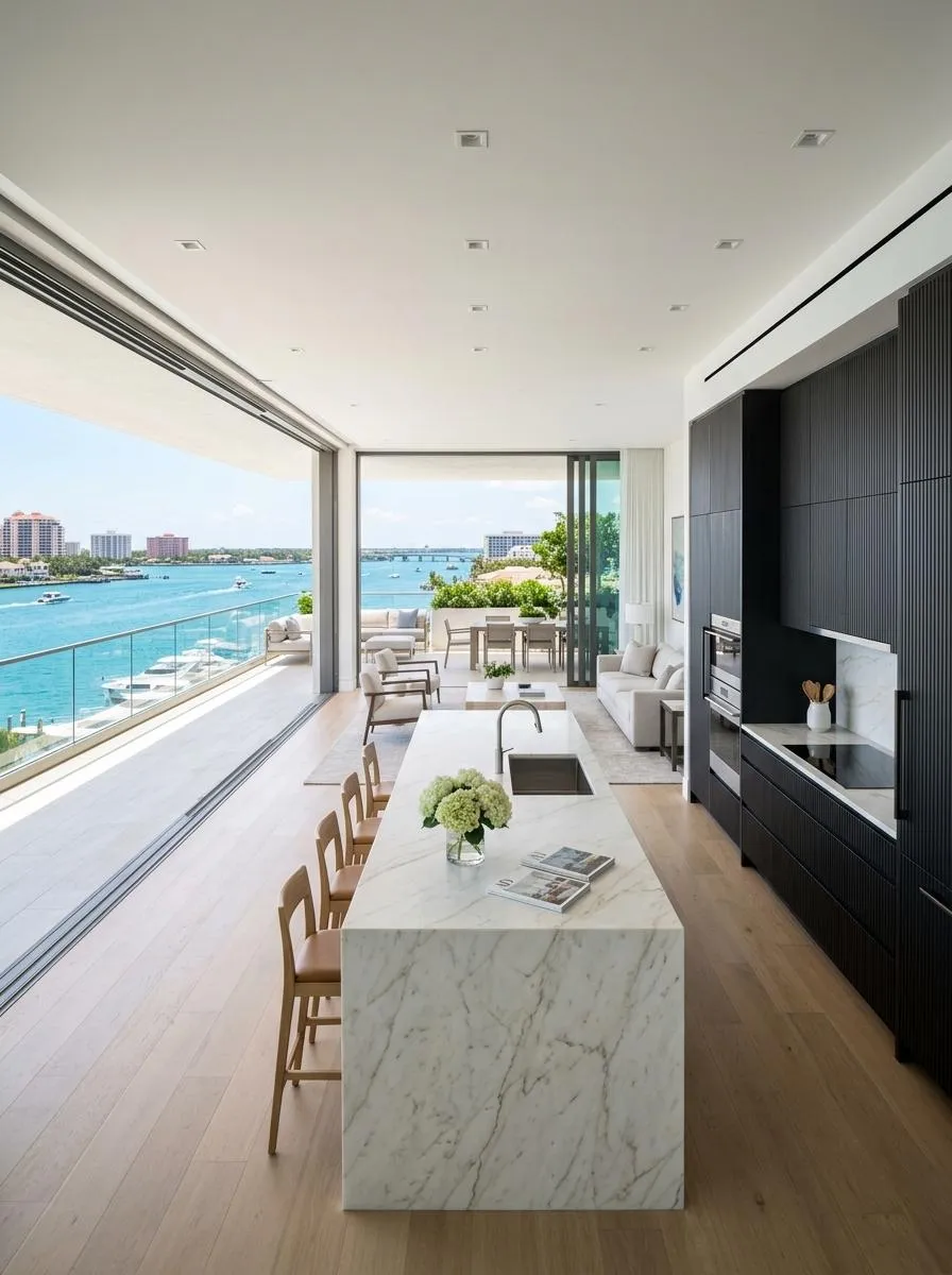 Alba Palm Beach architectural exterior and water view