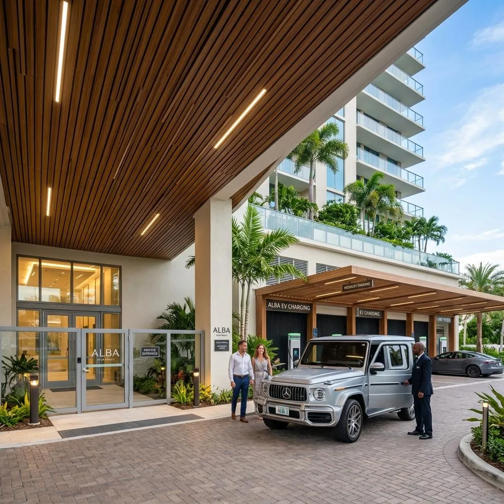 White-glove concierge reception lobby at Alba Palm Beach