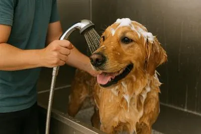 a small white dog laying on top of a blanket