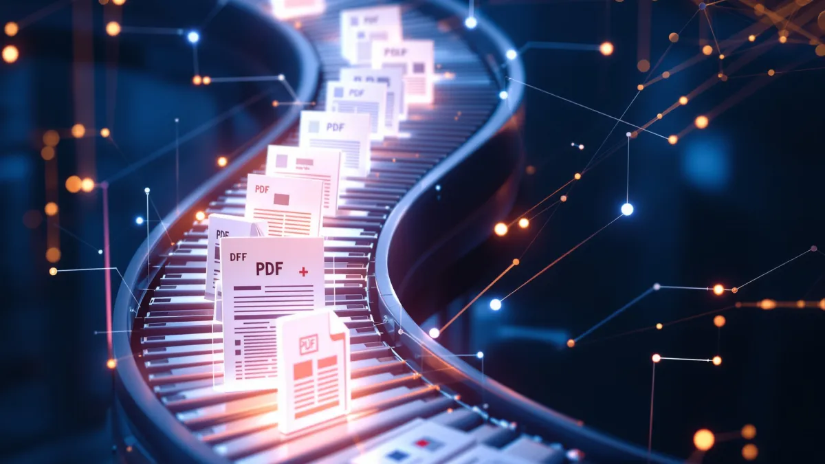 Modern glass building with curved architecture against blue sky