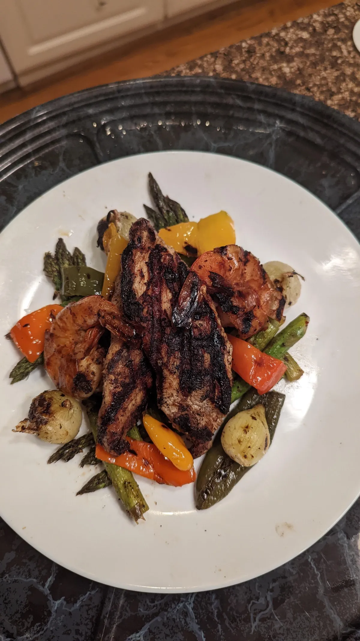 Grilled chicken and sauteed vegetables 