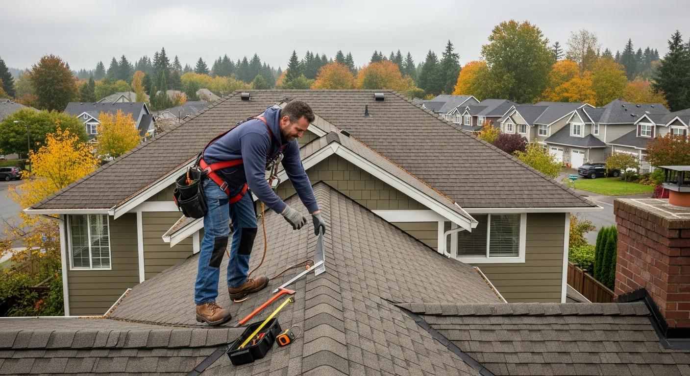 Professional roofing team installing a roof on a residential home in Tumwater, WA
