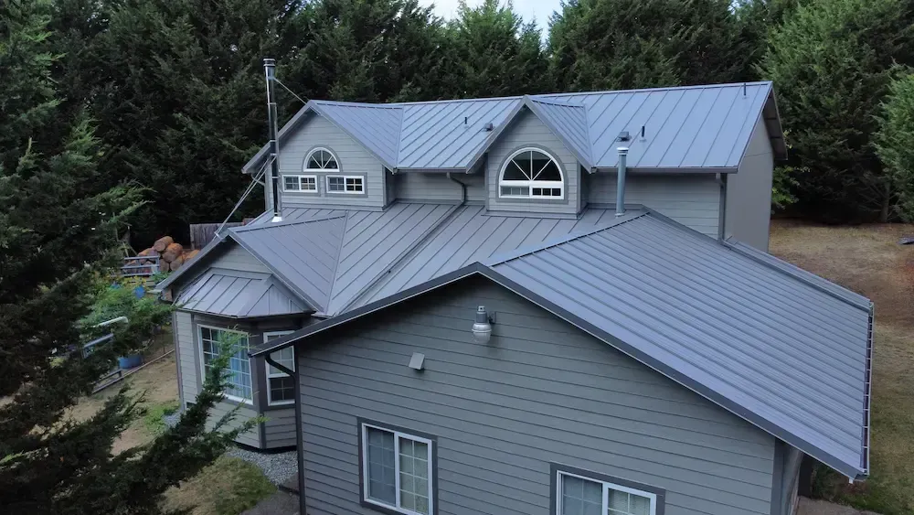 aerial view of a metal roof in roy wa