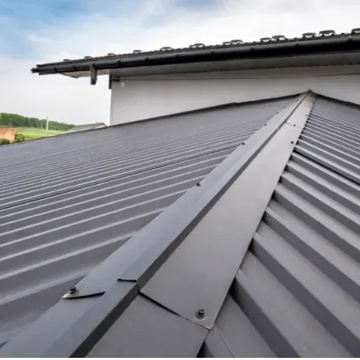 close up of metal roof ridge in Olympia, wa