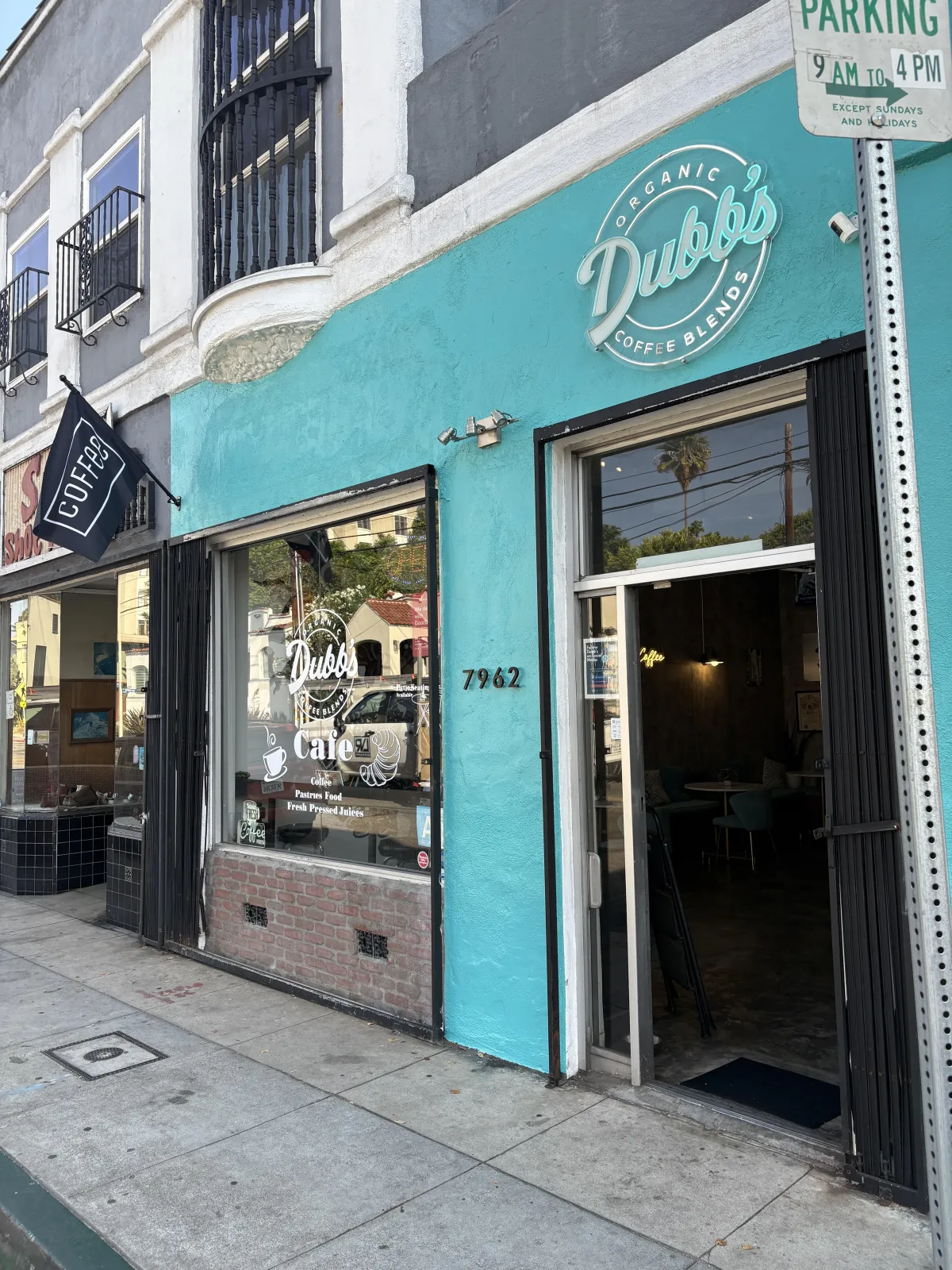 Dubb's Organic Coffee storefront at 7962 Fountain Avenue West Hollywood