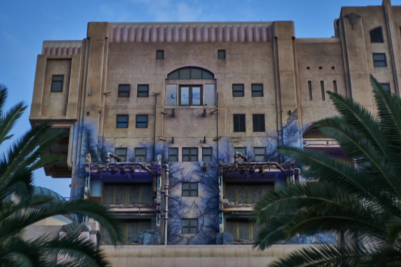 Disneyland's Twilight Zone Tower of Terror with it's Hollywood Tower Hotel Sign Removed. 