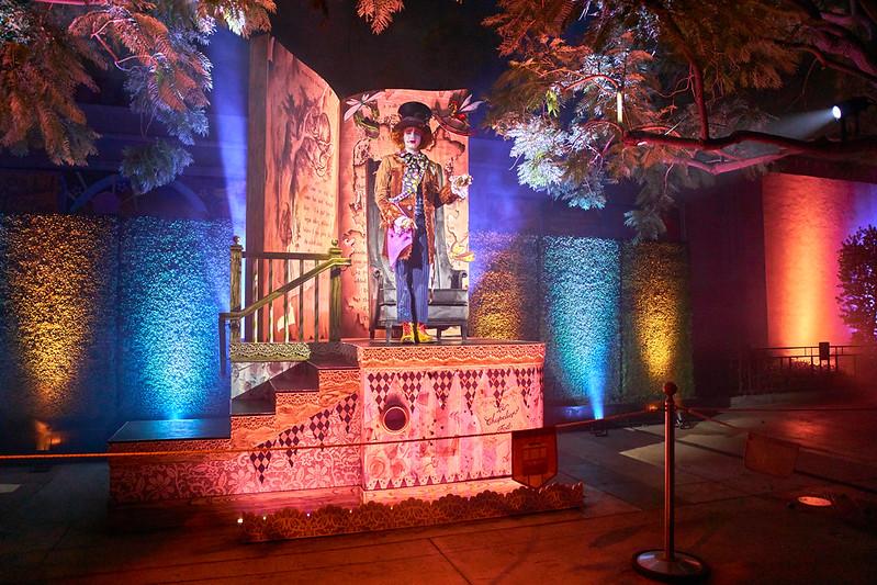 The Mad Hatter in a themed environment at a Disney Halloween Party