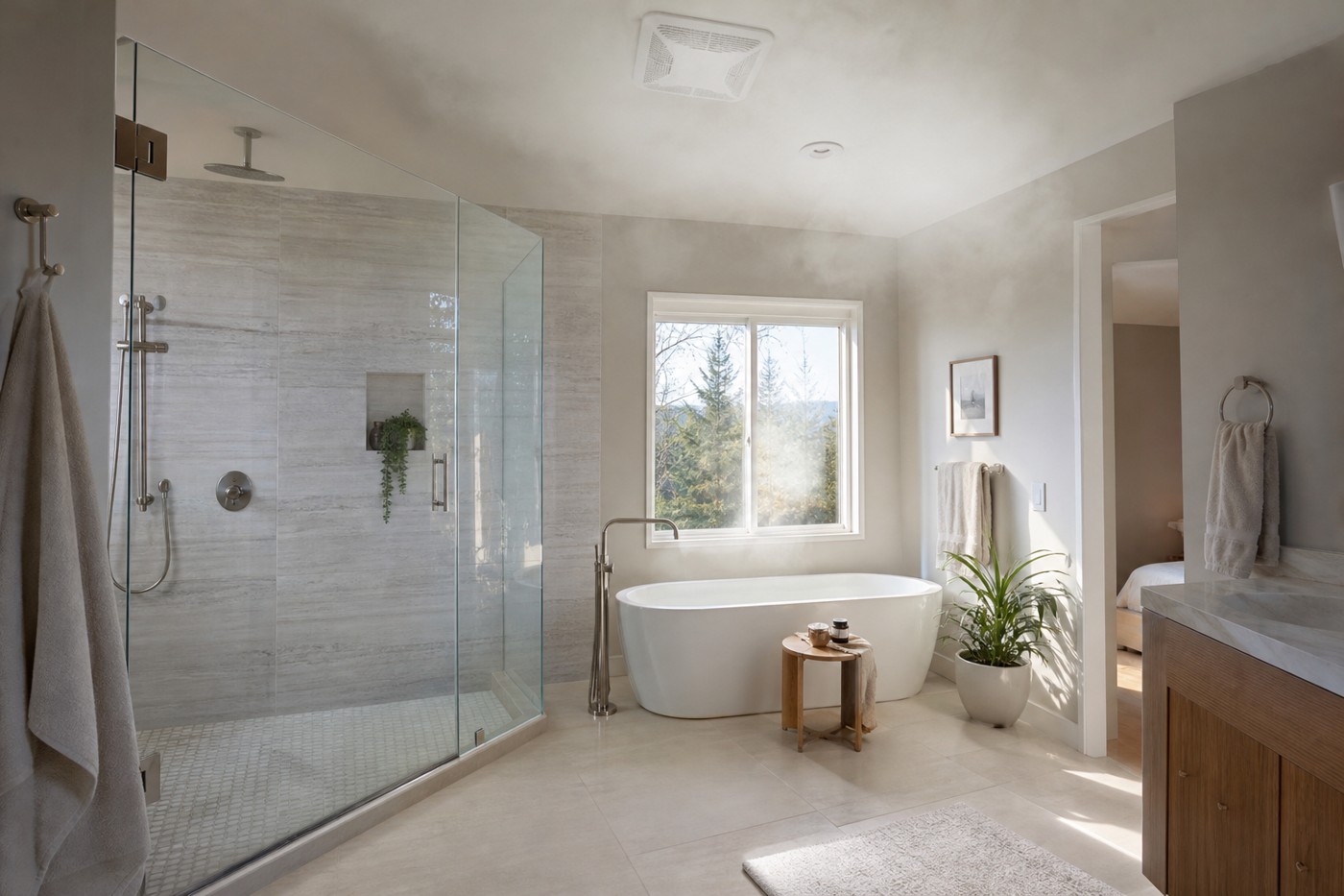 Bathroom exhaust fan in a remodeled Charlottesville bathroom