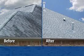 Before and After comparison of a roof that has been cleaned.