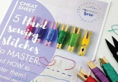 Cover page of the 5 hand sewing stitches to master cheat sheet