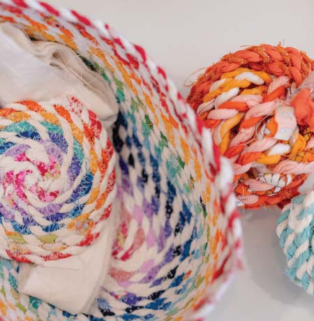 Colourful handmade twine with bowl & coaster