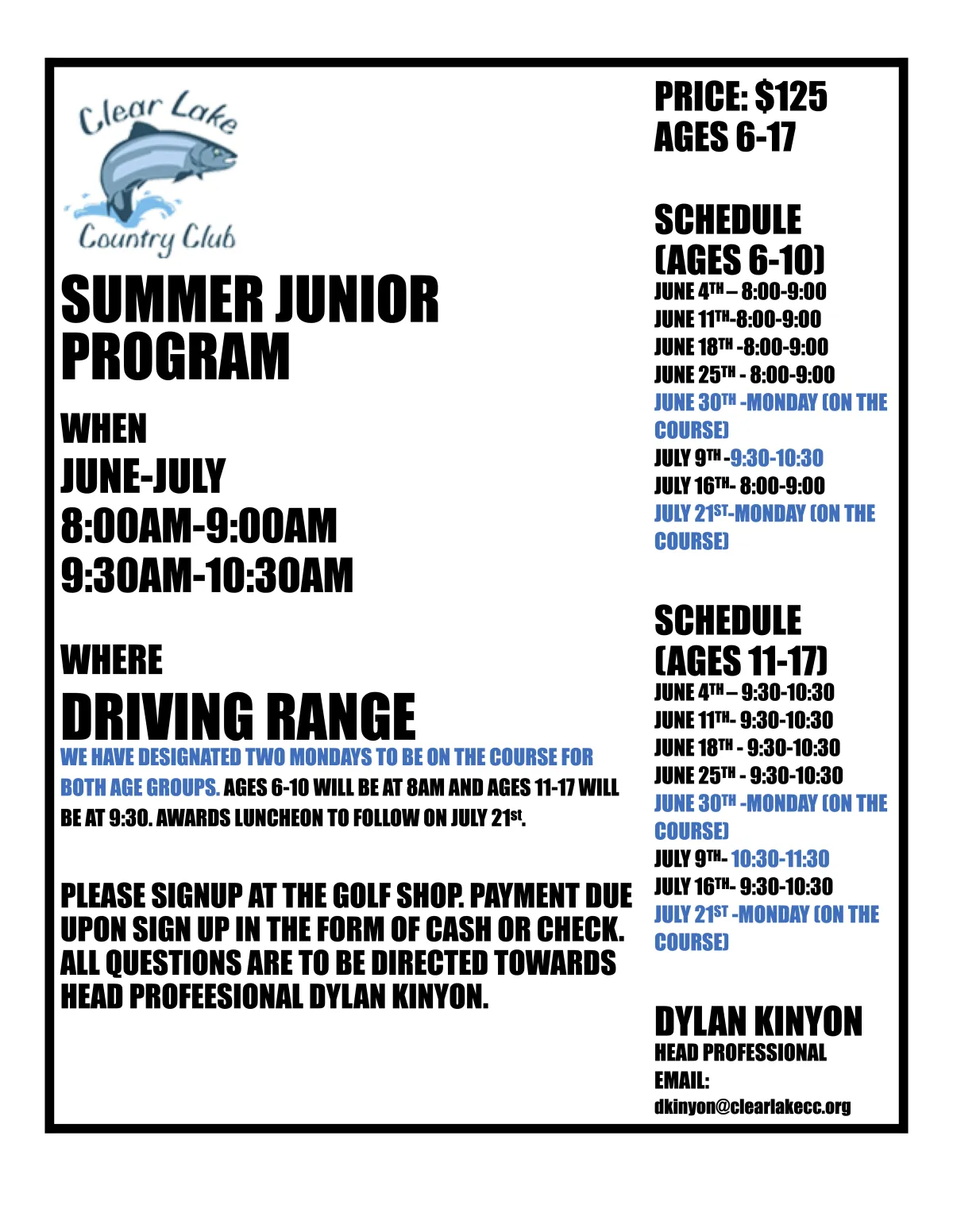 Summer Golf Instruction Program for Kids & Youth