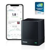 Radon testing monitor on tripod, displaying measurement readings, used for assessing radon levels in homes during inspections by B Sure Home Inspection Services LLC.