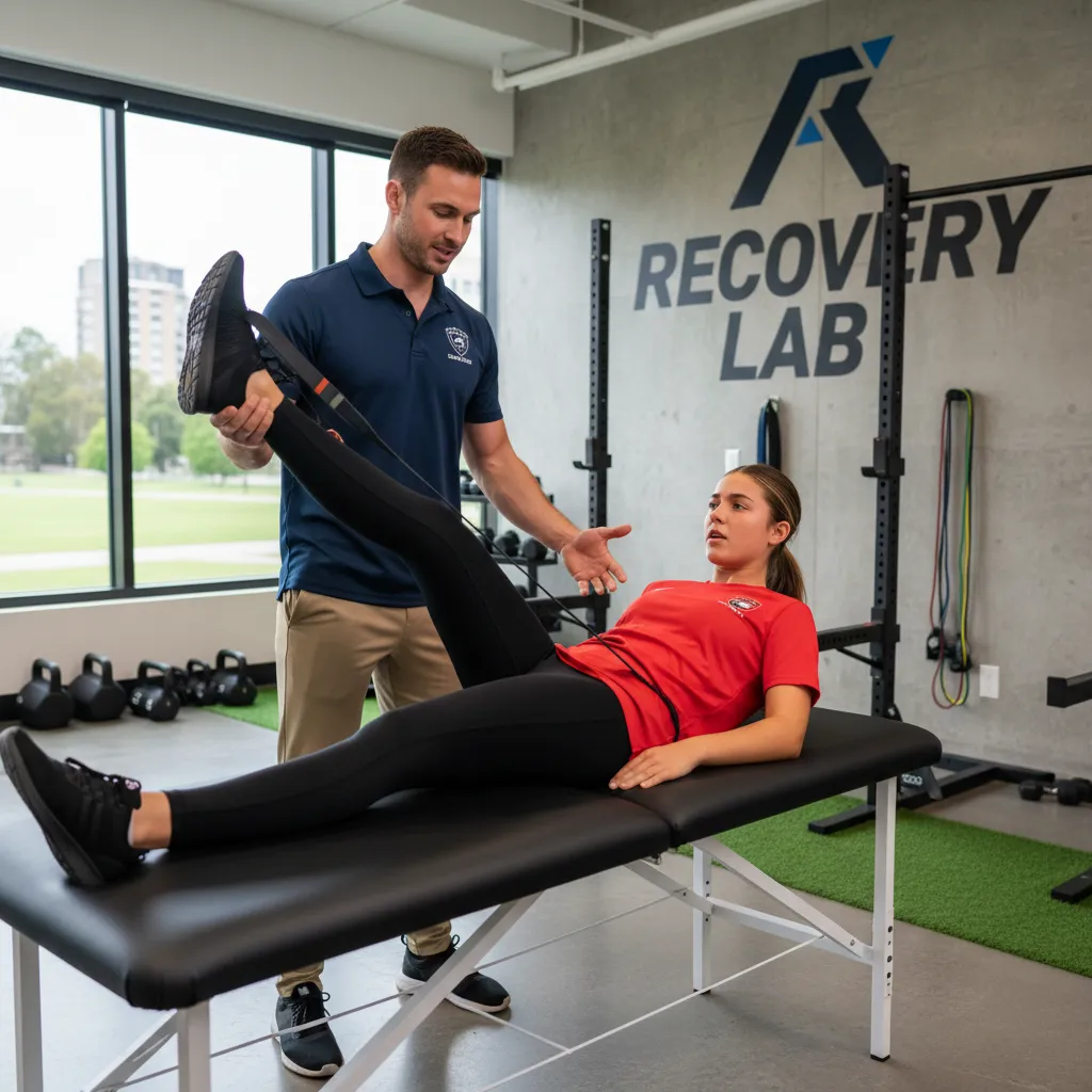 Physical therapist performing manual shoulder therapy on athlete in Montclair, CA clinic