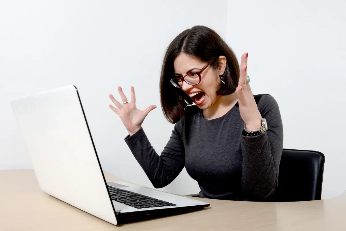 frustrated woman on her computer