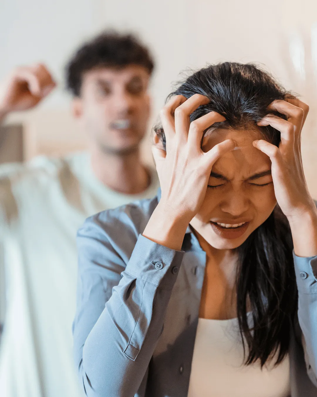 young couple fighting.