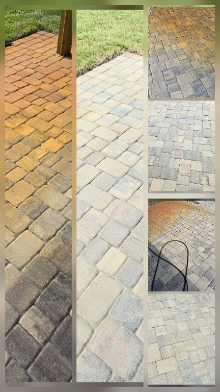 brick pavers before and after paver sealing in Brevard County FL