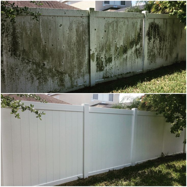 Pool enclosure before and after pressure washing in Titusville, FL