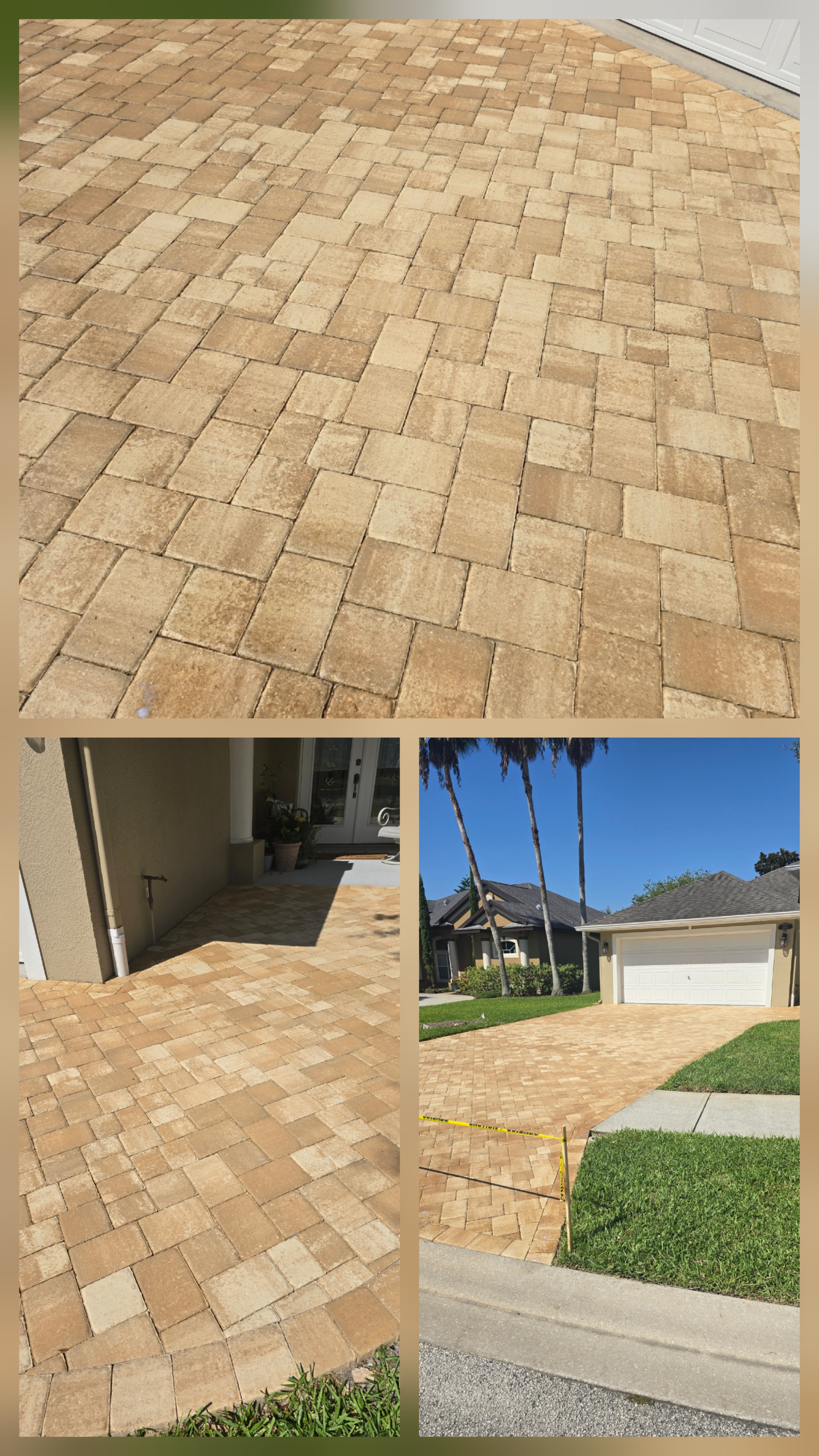Driveway before and after pressure washing in Titusville, FL