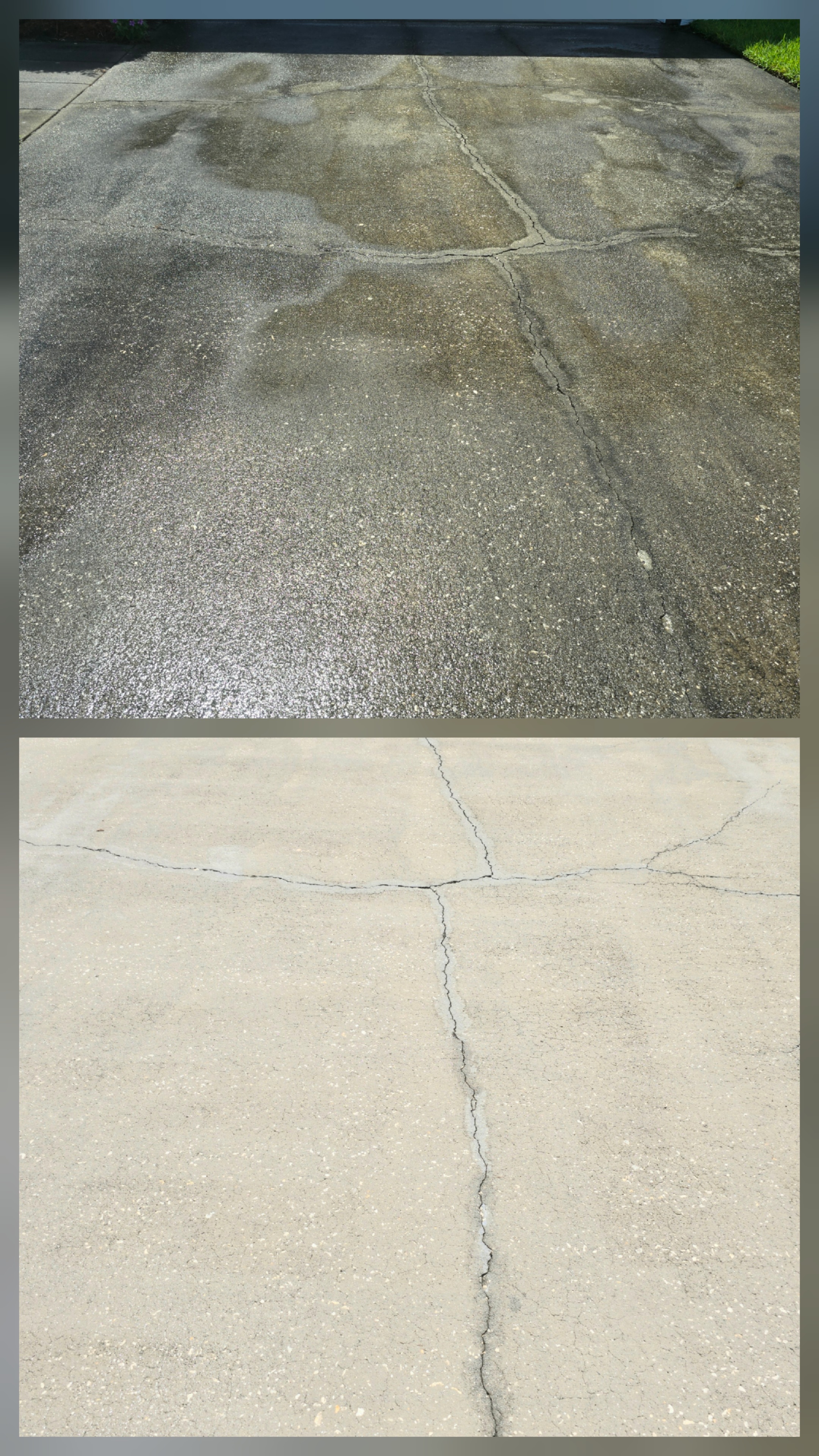 vinyl fence before and after iron stain removal in Brevard County FL