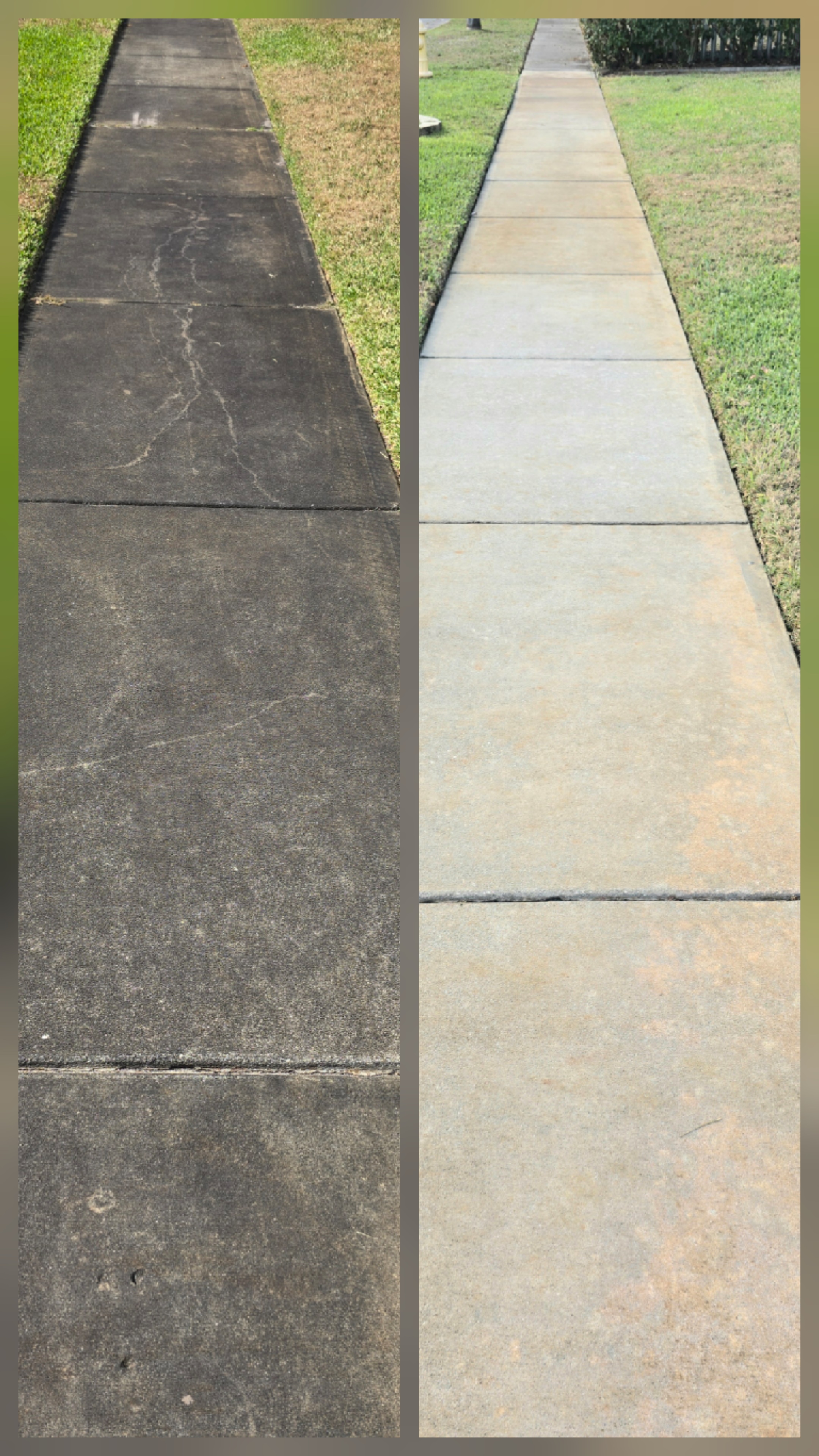 Driveway before and after pressure washing in Titusville, FL