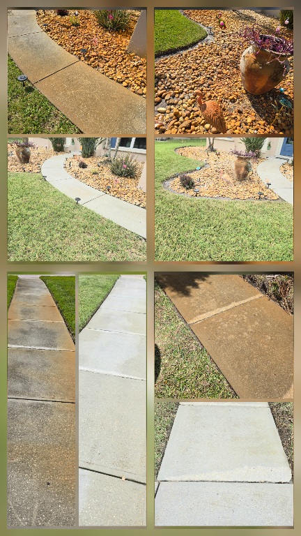 wooden fence before and after pressure washing in Brevard County FL